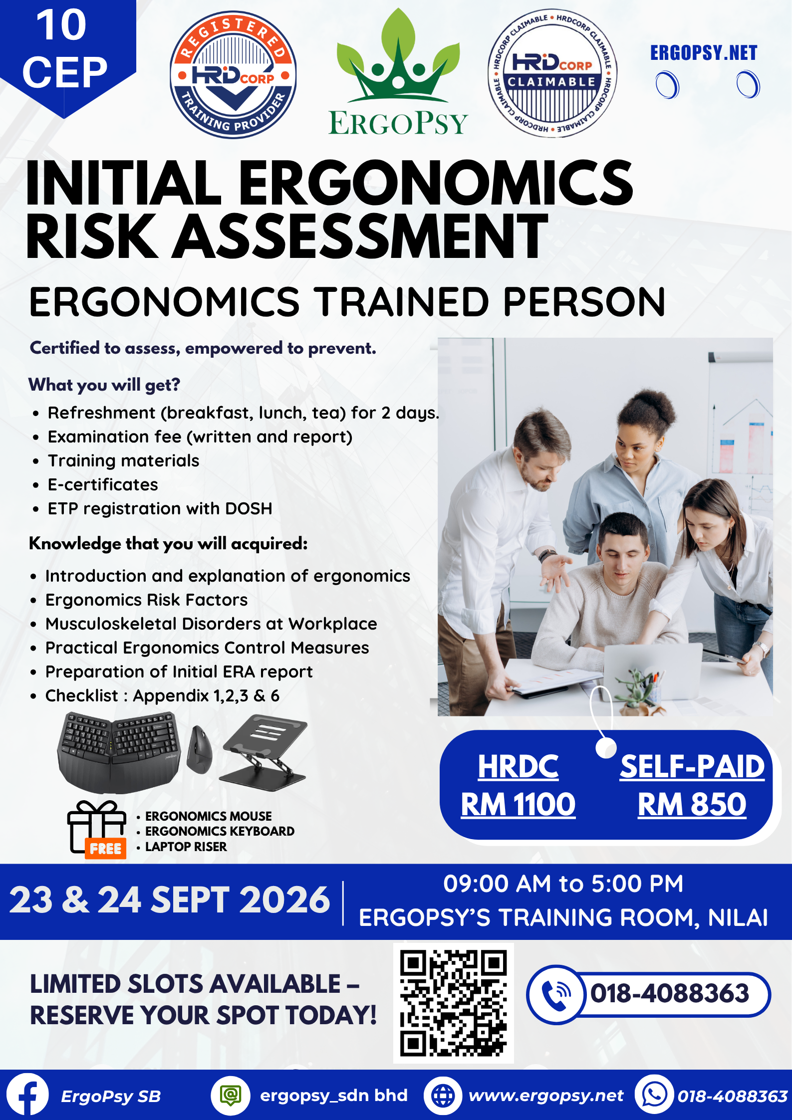 23 - 24 September 2026: Initial Ergonomics Risk Assessment Training