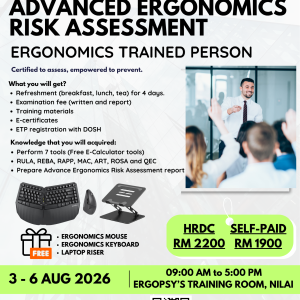 3 - 6 August 2026: Advanced Ergonomics Risk Assessment Training